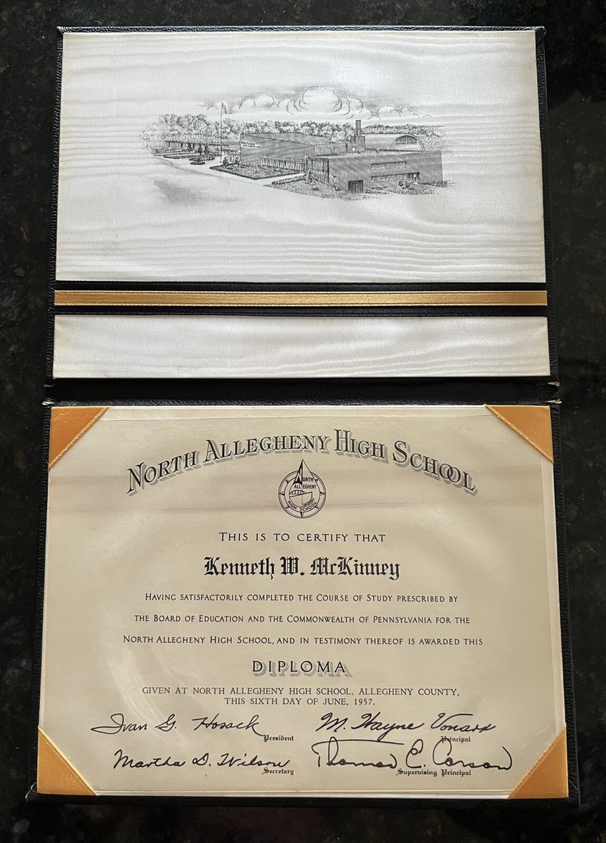 1957 North Allegheny High School Diploma in Folder | eBay