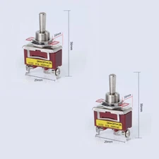 2Pcs Waterproof Switches 3 Positions Toggle Rocker Switches 1122 15A 250VAC