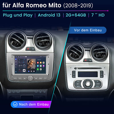 64GB Carplay Android 13 Autoradio GPS Navi WIFI BT Für Alfa Romeo Mito 2008-2019