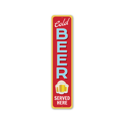 Cold Beer Served Here Sign Man Cave Pub Bar Tavern Decor Metal Sign