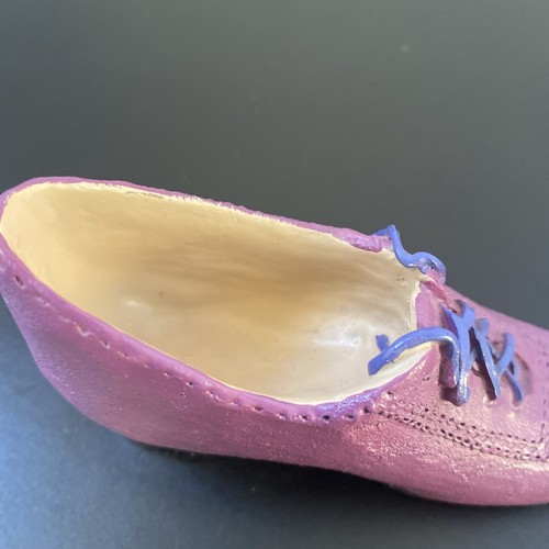 VTG Miniature shoe Collectible Wedge Heel lace Up Resin 5x3” - Picture 6 of 9