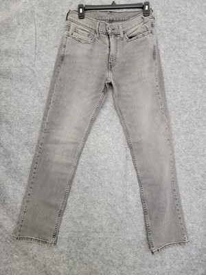Levis 511 Jeans Mens Gray Solid Denim Regular Fit Straight Leg sz 29x30 Has Hole