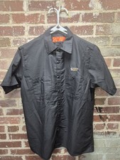 Bic pens black button front Shirt Men's Large Work Shirt