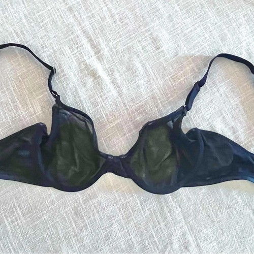 Joyspun BH schwarz Mesh BH Gr. 34D​ coquette Biker Goth - Bild 4 von 5