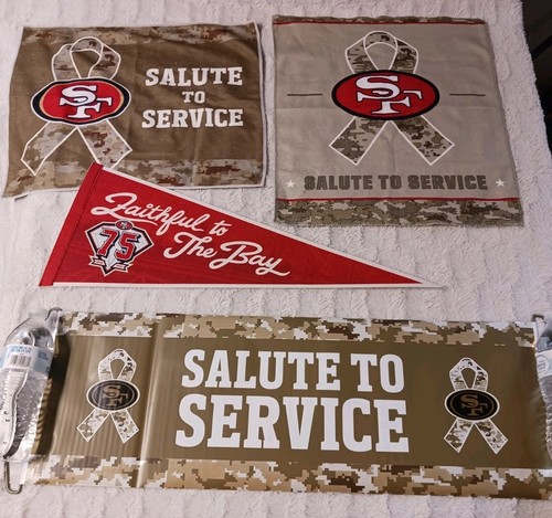 Lot 4 San Francsico 49ers SGA 2 Salute to Service Rally Towel - Faithful Pennant - Picture 2 of 9