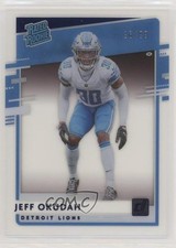 2020 Panini Chronicles Clearly Donruss Rated Rookie Blue 96/99 Jeff Okudah ht1