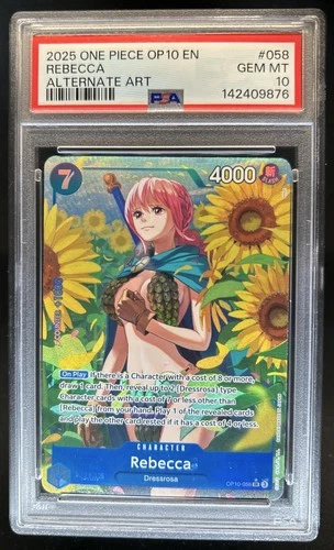 2025 One Piece Royal Blood OP10 Rebecca Super Rare Alt Art #OP10-058 PSA 10