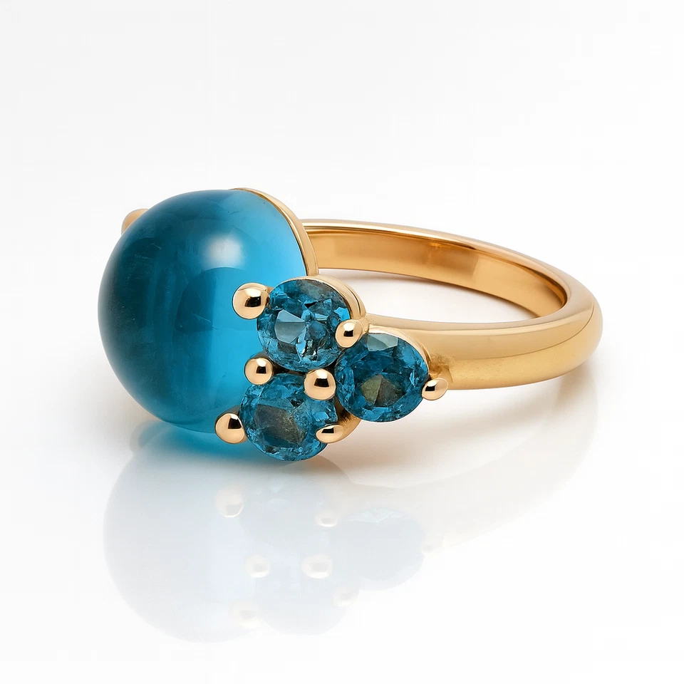 Anillo de cóctel Pomellato Luna topacio azul oro rosa de 18 quilates Foto 2 de 4
