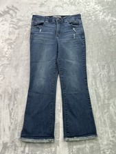Democracy Jeans Womens 8 Ab Technology Blue Bootcut Western Cowgirl Raw Hem Look