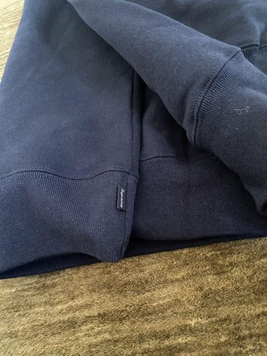 Felpa con cappuccio uomo Supreme Classic Script Navy taglia XL usata dal Giappone - Foto 24 di 24