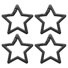 4 Pcs Star Shaped Spring Keychain Clip Metal 1.6 Inch Snap Hook, Black