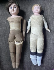 Antique Doll Lot Tin Head Minerva Set of 2 Vintage