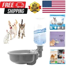 16oz Pet Water Bottle, Gravity Dog Water Bowl Dispenser for Cage, Anti-Overfl...