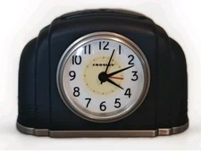 CROSLEY Black ART DECO Alarm Snooze Clock 1920's Style Battery Operated Plastic