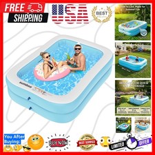 Inflatable Pool for Kids and Adults, 79 x 59" x 20" Thickened Blow Up Swimmi...