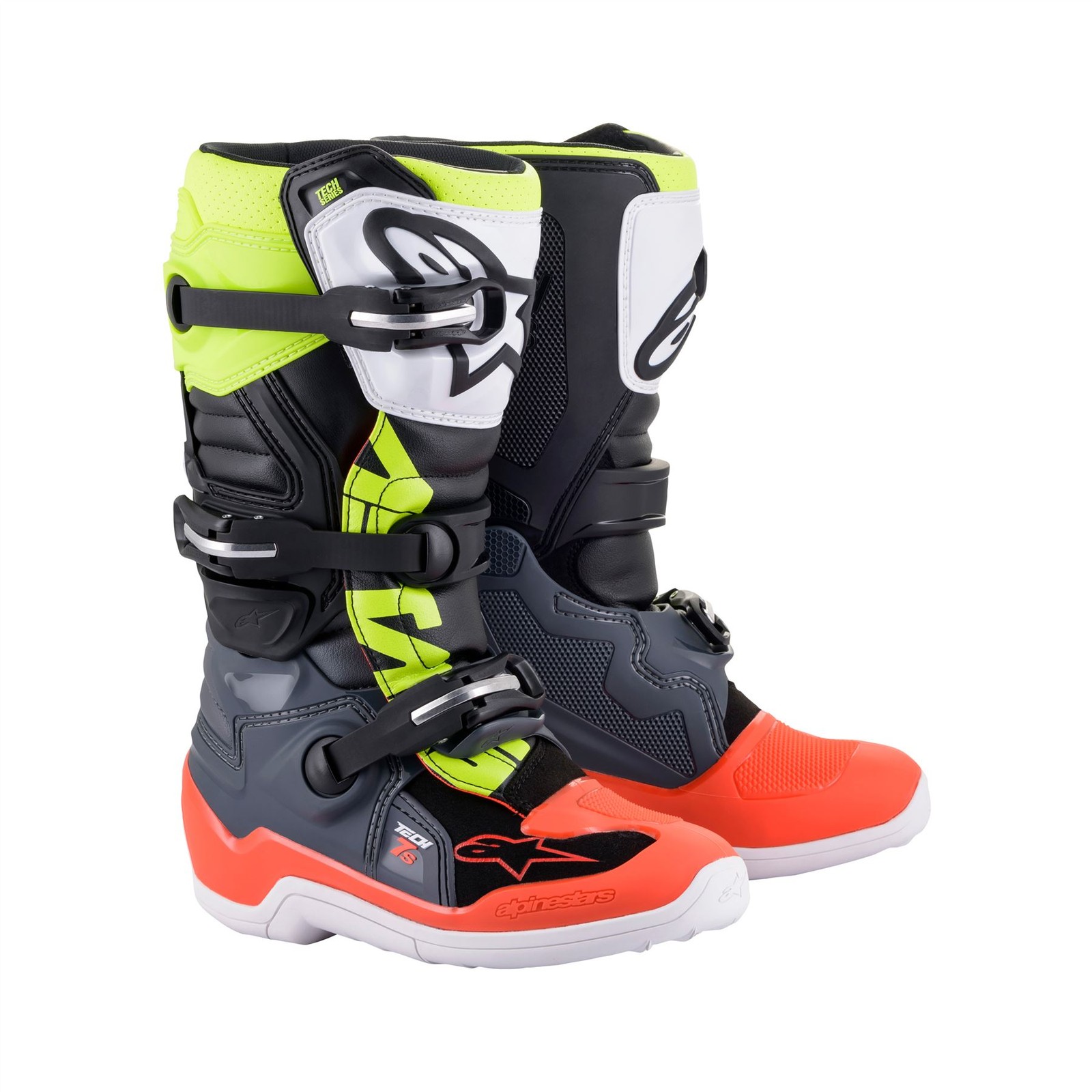 Alpinestars Unisex Kids Grey/Yellow/Red Tech 7S Youth Motocross Boots - Image 2