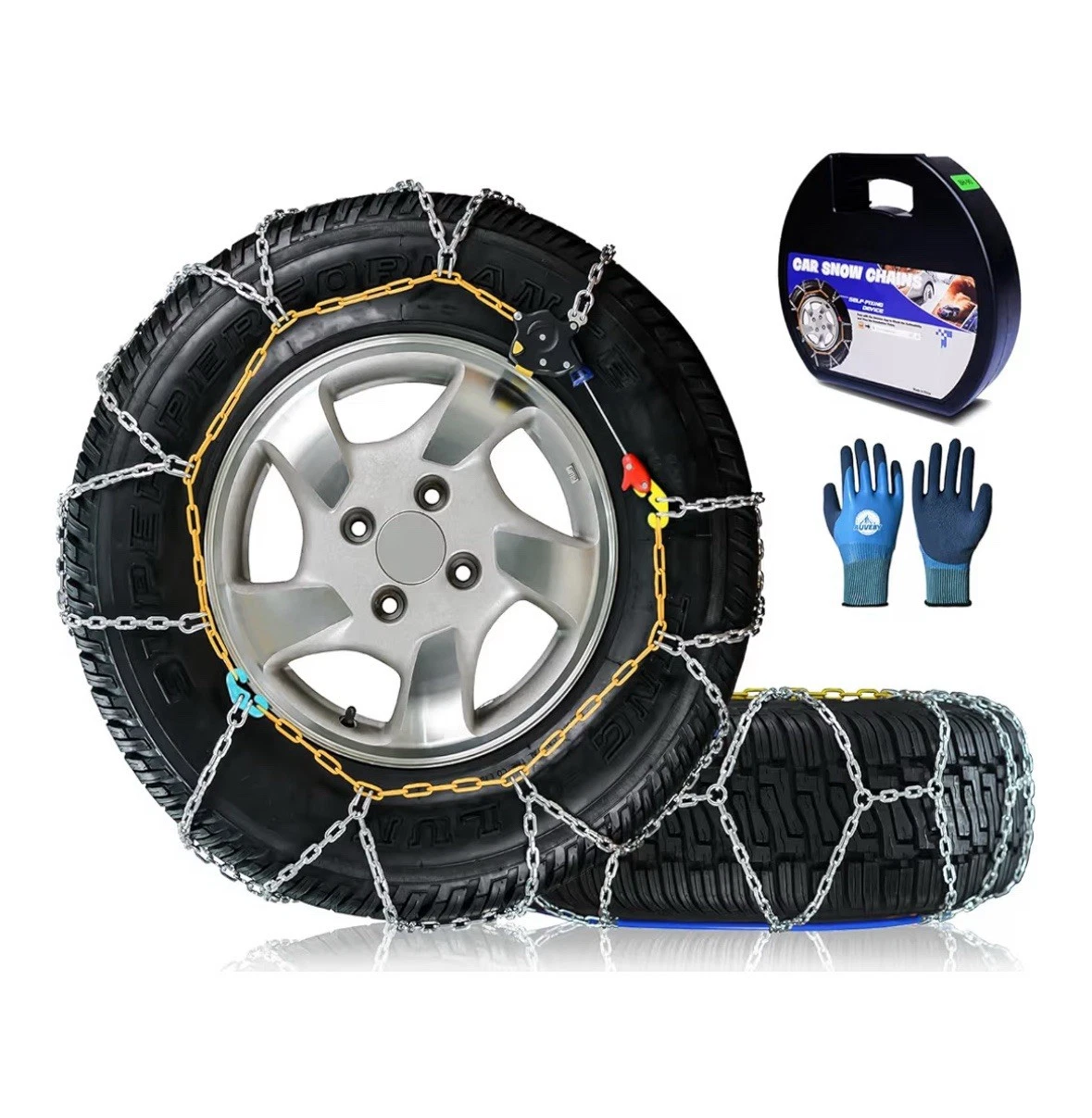 Set Of 2 Snow Chains Quick Fit Tire Traction for Car, SUV, Pickup HKN-110