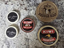 Vintage Kiwi Shoe Polish  Saddle Soap Lot w/ Le Shine Hotel Tins 1950s-1990s