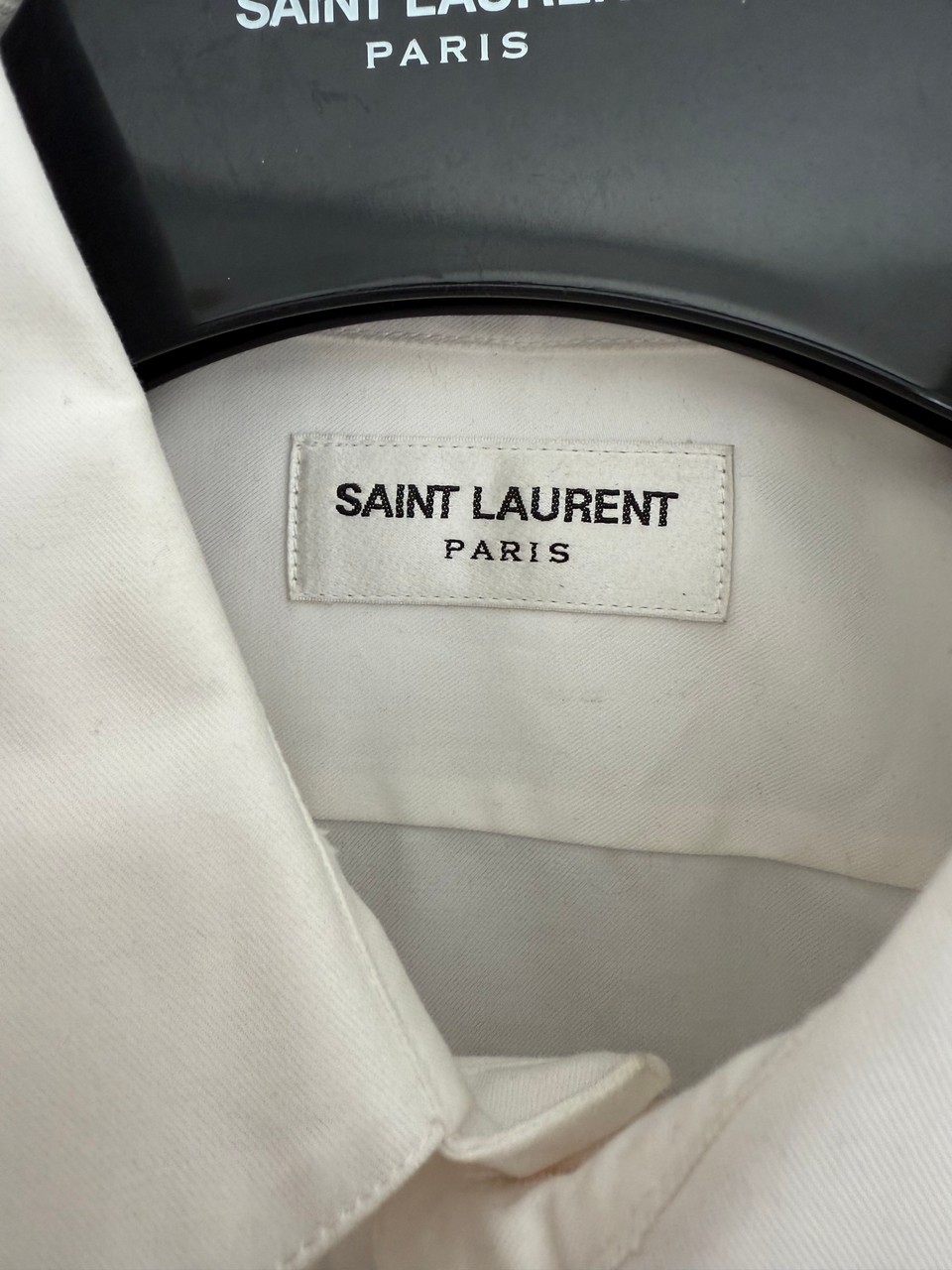 Camicia plissettata Saint Laurent scollo lavalliere in popeline di cotone