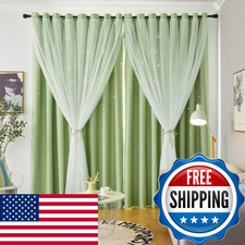 Loyala Stars Double Layer Blackout Curtains For Bedroom Kids Cute 108 Inches