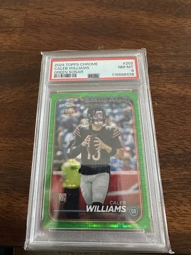 2024 Topps Chrome Caleb Williams #202 Green Sonar Refractor /99 PSA 8 RC
