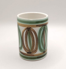 Cinque Ports Pottery Monastery Rye Small Cylinder Vase Pot Cream Green Brown