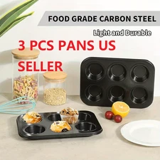 Set Of 3 PCS Cooking Concepts 6 Cups Tin Muffin Pan Cake Pans Kitchen Baking US