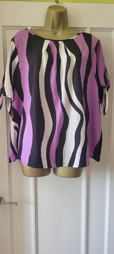 Shein Curve Purple Striped Loose Top Blouse Size 2XL (20)