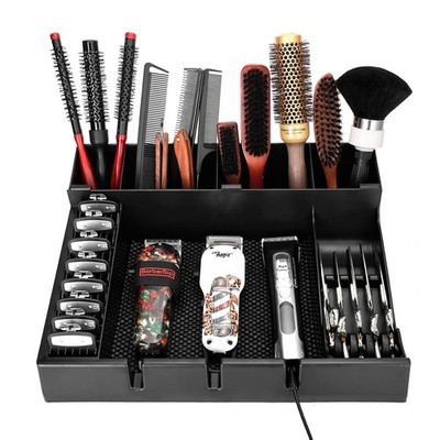 Barber Clippers Station, 15 x 11.8 x 4.3 inch Removable Tray Featuring Dedica...