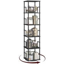 5-Tier Rotating Bookshelf, Freestanding Corner Bookshelf, 360  Spinning Bookc...