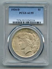 1934 D Peace Silver Dollar PCGS AU 55