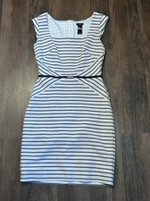 Women’s Ann Taylor Navy Striped Dress Size 0 Cap Sleeve