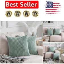 Elegant Set of 2 Sage Green Corduroy Throw Pillow Covers 18x18 for All Spaces