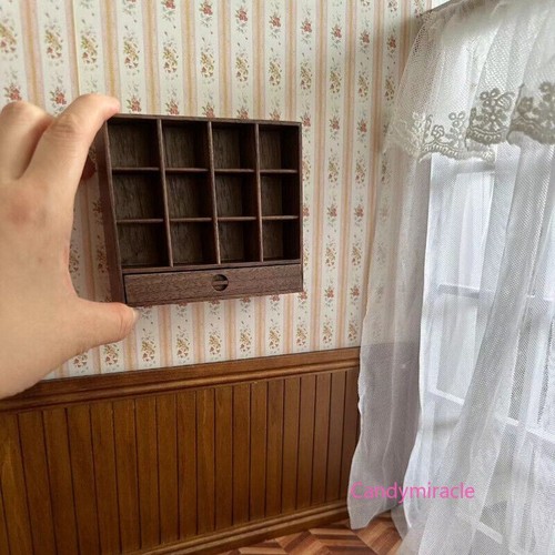 Maßstab 1:6 Puppenhaus Miniatur Vintage Aufbewahrungsregal Brauner Schrank Holz - Picture 3 of 8