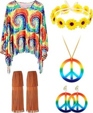 60s 70s Outfits for Women Hippie Costume Accessories Set Tie Large