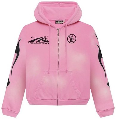 Hellstar Sports Pink Flame Zip-Up Hoodie Size XL | eBay