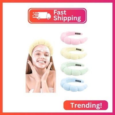 Canitor 4 PCS Spa Headband for Washing Face, Facial Skincare, Terry Cloth Sponge