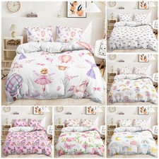 Princess's Castle Stars Rainbow Hot Air Balloon Doona Duvet Quilt Cover Bed Set
