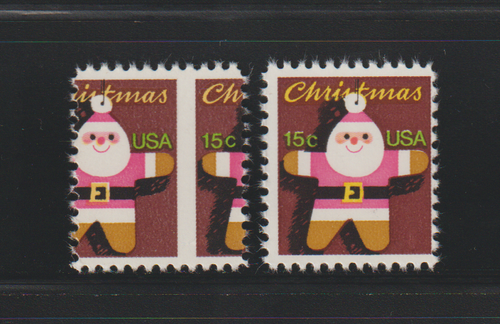 US EFO ERROR Stamps #1800 Santa Christmas: Major Perf Shift & normal! MNH