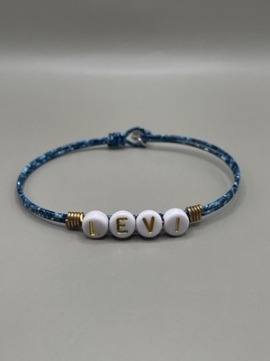 Luca And Danni Bracelet Blue Tie Dye Leather Levi Monogram Name Beaded