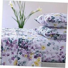 Juliette Printed 110-GSM Microfiber Sheet Set Queen Purple