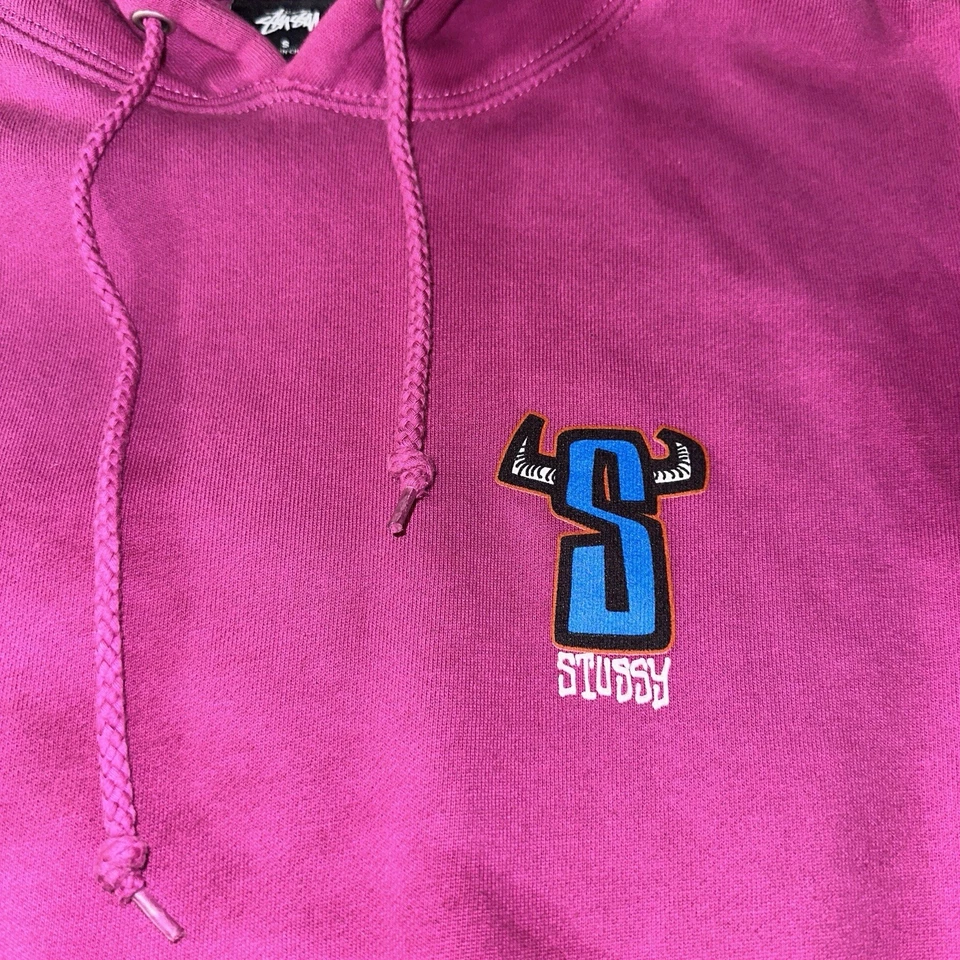 Sudadera con Capucha Stussy Para Mujer Pequeña S Vintage Pullover Sudadera Logo Cuernos Y2K Surf Foto 3 de 4