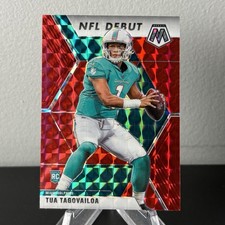 2020 Mosaic Tua Tagovailoa Red Mosaic “NFL Debut” Rookie Card RC #262 Dolphins. rookie card picture