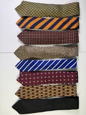 Lot of 8 Neckties: Various Brands - All Great Clean - Colors  Patterns Vary