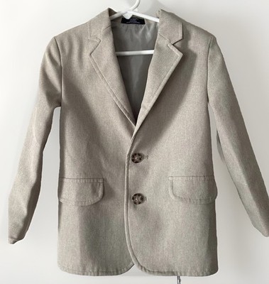 NAUTICA Boys Sz 5 Blazer Jacket Sport Coat Khaki Beige brown lightweight preppy