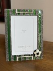 Soccer  Photo Frame ~ Metal & Enamel ~ Holds 4”x 6” Photo ~ Easel Back ~ New