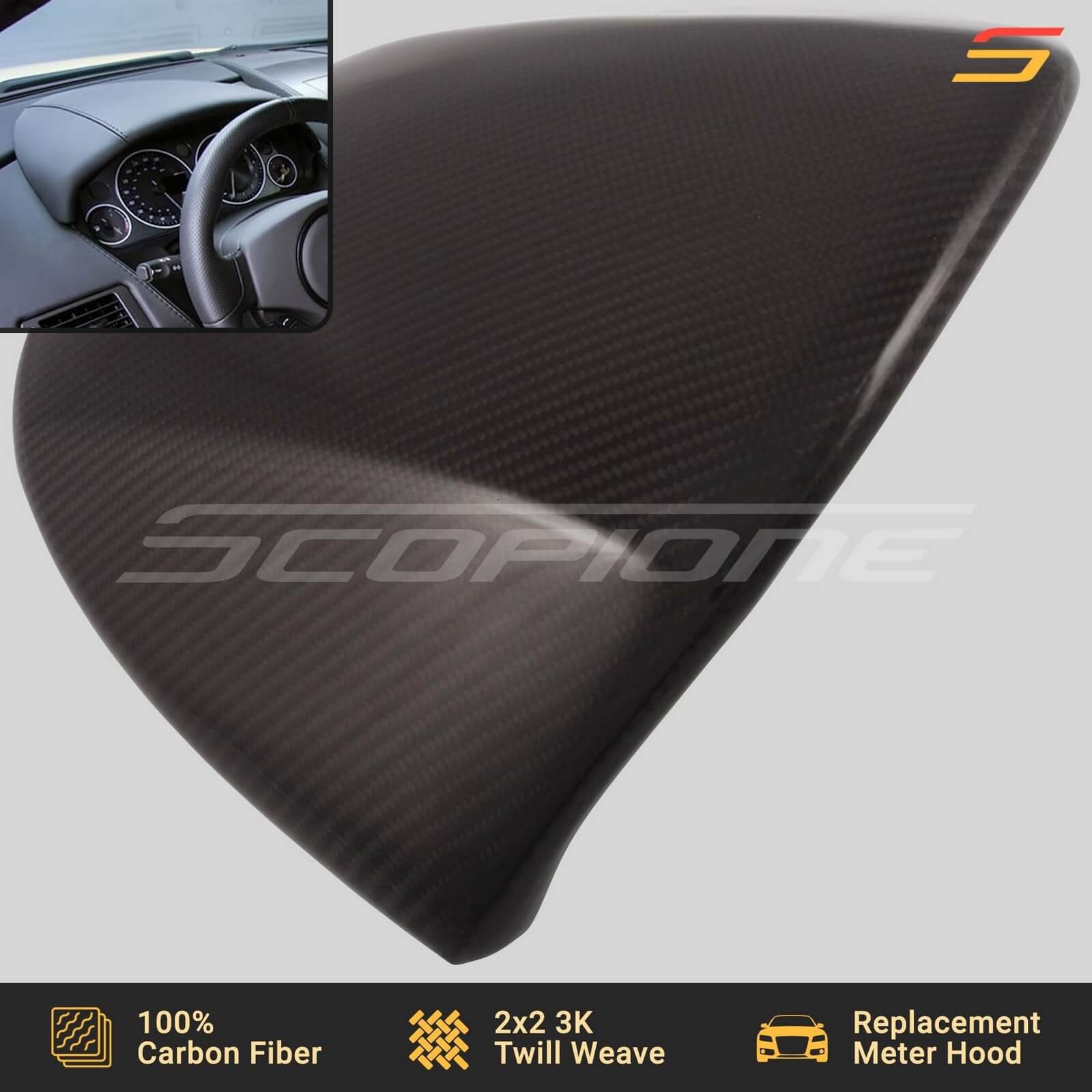 Scopione Carbon Fiber Gauge Cluster Hood for Aston Martin 05-19 Vantage DB9 DBS