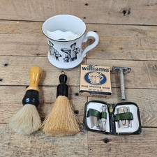 Vintage Shaving Lot: Williams Soap, Safety Razor, Shaving Mug Brushes Set