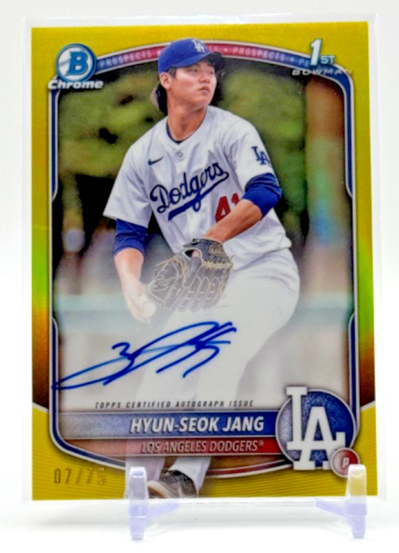 2025 Bowman 1st Chrome Prospect YELLOW REFRACTOR AUTO/75 Hyun-Seok Jang Dodgers