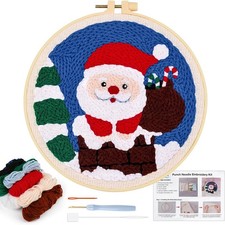 JSRQT Christmas Punch Needle Kit Kits Adults Beginner DIY Red